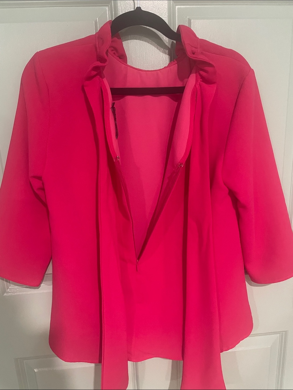 Tuckernuck pomander place Women's Pink Bow-Back Ruffle Neck Blouse - Picture 8 of 8